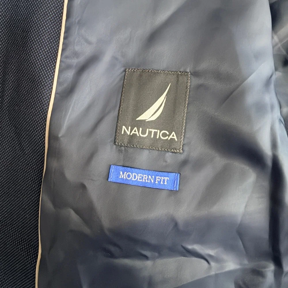Nautica Active Stretch Suit Mens 48R Jacket 44Wx30L Pants Navy Blue Textured NWT